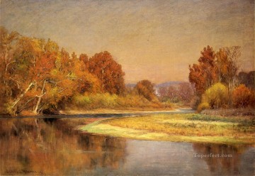 風景 Painting - ホワイトウォーターの風景に映るプラタナス ジョン・オティス・アダムス